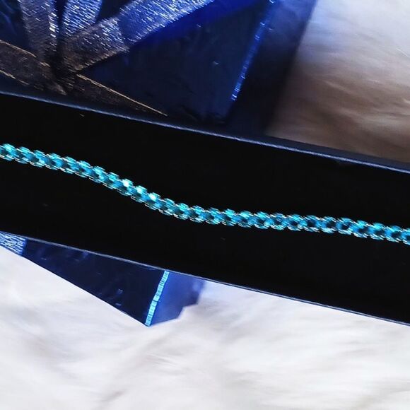 STERLING Silver Turquoise Tennis Bracelet - Picture 13 of 13